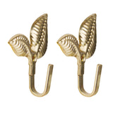 Maxbell 2Pcs Leaf Curtain Drapery Tiebacks Door Wall Hat Hooks Holder Hanger Golden