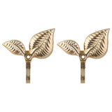 Maxbell 2Pcs Leaf Curtain Drapery Tiebacks Door Wall Hat Hooks Holder Hanger Golden