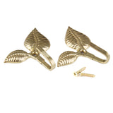 Maxbell 2Pcs Leaf Curtain Drapery Tiebacks Door Wall Hat Hooks Holder Hanger Golden