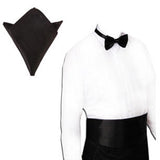 Maxbell 3pcs Men's Satin Bow Tie Cummerbund Hanky Handkerchief Black