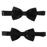 Maxbell 3pcs Men's Satin Bow Tie Cummerbund Hanky Handkerchief Black