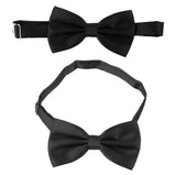 Maxbell 3pcs Men's Satin Bow Tie Cummerbund Hanky Handkerchief Black