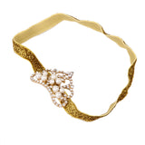 Maxbell Infant Baby Rhinestone Pearl Crown Hair Bands Photography Headband - Gold