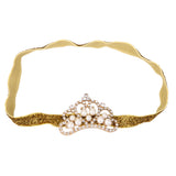 Maxbell Infant Baby Rhinestone Pearl Crown Hair Bands Photography Headband - Gold