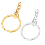 Maxbell 50pcs Silver Plated Alloy Split Keyring with Chains 25mm