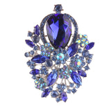 Maxbell Flower Brooch Large Crystal Rhinestone Bridal Broach Pin Royalblue