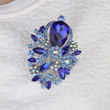 Maxbell Flower Brooch Large Crystal Rhinestone Bridal Broach Pin Royalblue