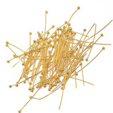 Maxbell 100pcs 30mm Light Golden Brass Ball Pins Jewelry Findings Headpins