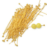 Maxbell 100pcs 30mm Light Golden Brass Ball Pins Jewelry Findings Headpins