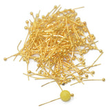 Maxbell 200pcs 20mm Light Golden Brass Ball Pins Jewelry Findings Headpins