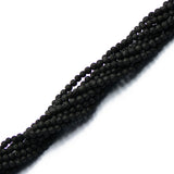 Maxbell 4mm Black Volcanic Lava Gemstone Loose Beads 15'' Round