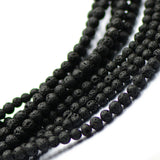 Maxbell 4mm Black Volcanic Lava Gemstone Loose Beads 15'' Round