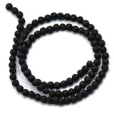 Maxbell 4mm Black Volcanic Lava Gemstone Loose Beads 15'' Round