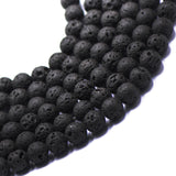 Maxbell 10 mm Nature Black Volcanic Lava Gemstone Loose Beads 15'' Round