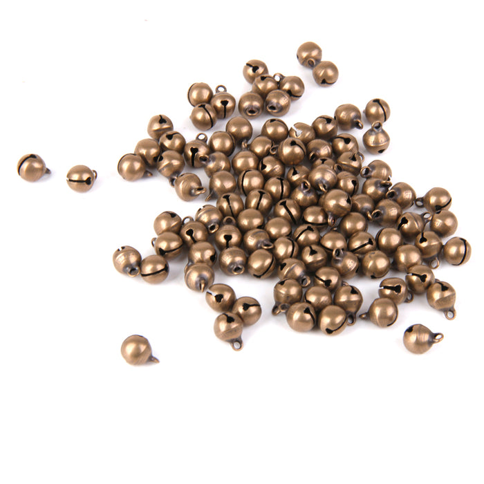 Maxbell 100pcs Antique Bronze Brass Jingle Bells Charm Bead Jewelry Findings 8mm