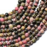 Maxbell 8mm Black Pink Rhodonite Gemstone Jewelry Making Spacer Bead Strand 15''