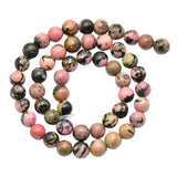 Maxbell 8mm Black Pink Rhodonite Gemstone Jewelry Making Spacer Bead Strand 15''