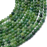 Maxbell 4mm Nature Green Moss Agate Gemstone Loose Spacer Beads 15'' Round
