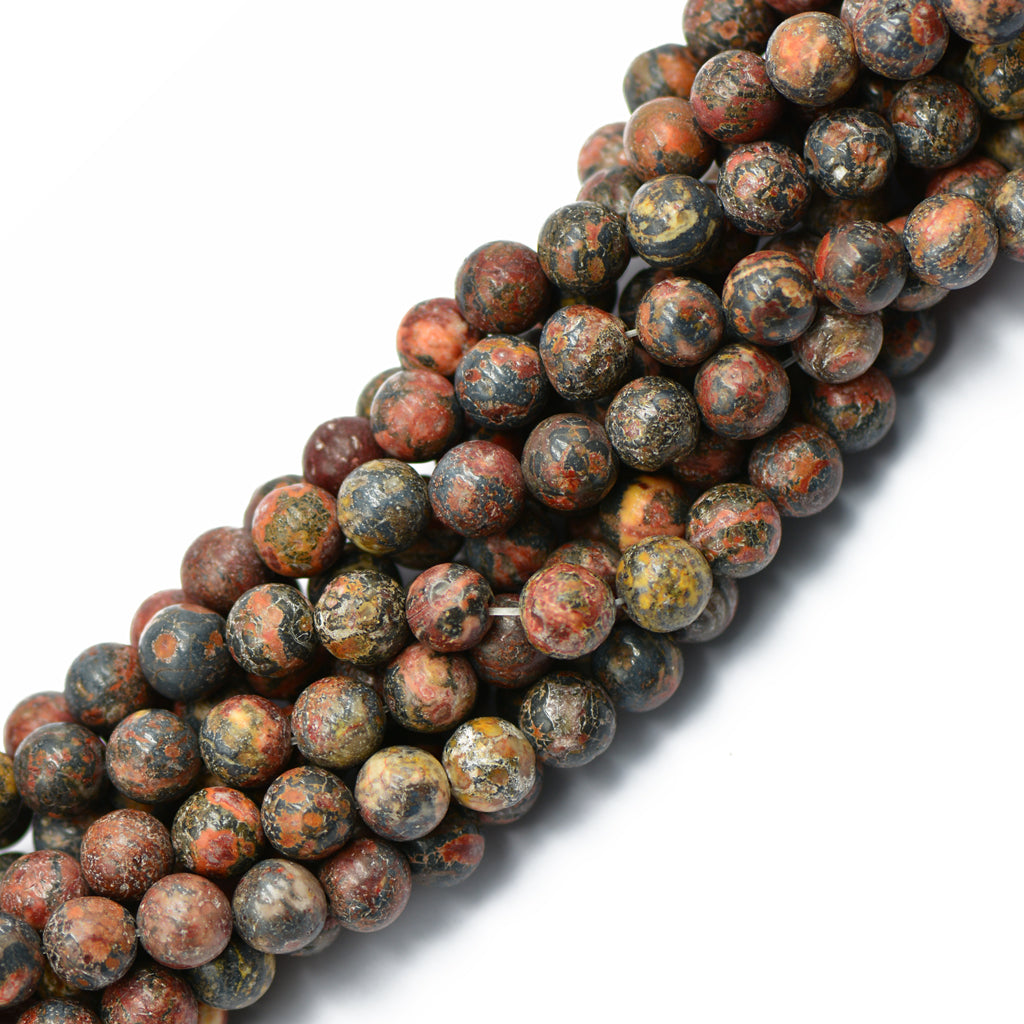 Maxbell 8mm Natural Red Leopardskin Jasper Jewelry Making round beads strand 15"