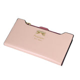 Maxbell Womens Bowknot Long Zip Clutch PU Leather Wallet Purse Coin Card Light Pink