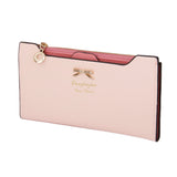 Maxbell Womens Bowknot Long Zip Clutch PU Leather Wallet Purse Coin Card Light Pink