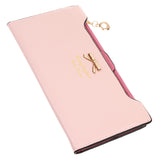 Maxbell Womens Bowknot Long Zip Clutch PU Leather Wallet Purse Coin Card Light Pink