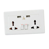 Maxbell Mains Power Socket With 1 AMP USB Charging Ports Connection Wall Plate Plug