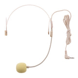 Maxbell Double Ear Hook Wired Headset Headworn Microphone Beige 3.5mm Right Angle