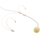 Maxbell Double Ear Hook Wired Headset Headworn Microphone Beige 3.5mm Right Angle