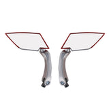 Maxbell 1 Pair Diamond Design Universal Motorcycle Rearview Side Mirror -Red