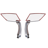 Maxbell 1 Pair Diamond Design Universal Motorcycle Rearview Side Mirror -Red