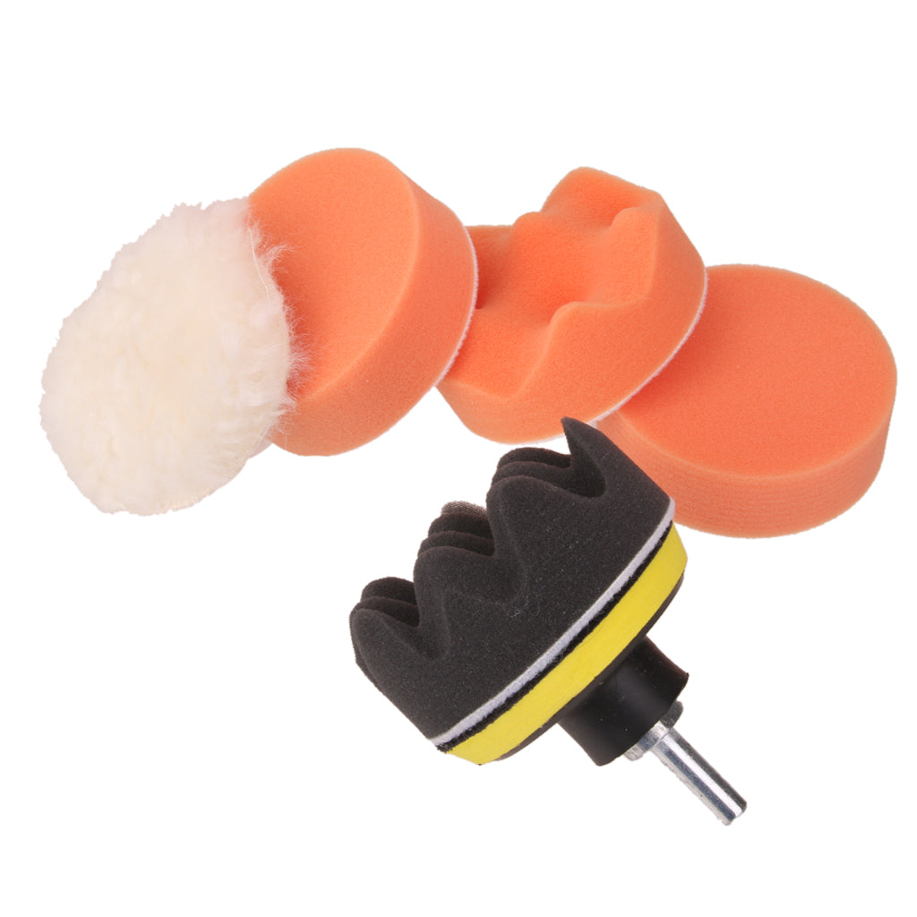 Maxbell Auto Car Drill Adapter with 5Pcs 3 Inch Buffing Pad Kit Polishing Compound
