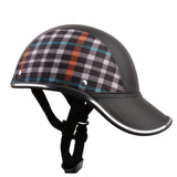 Maxbell Motorcycle PU Leather Helmet Hat Cap Motocross Half Open Face Visor Black