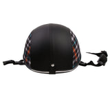 Maxbell Motorcycle PU Leather Helmet Hat Cap Motocross Half Open Face Visor Black