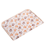 Maxbell Warm Beige Cartoon Paw Print Cushion for Puppy Fleece Soft Blanket Bed Mat-L