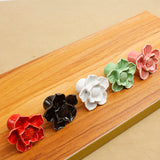 Maxbell Ceramic Lotus Door Knob Cabinet Drawer Wardrobe Cupboard Pull Handle Red