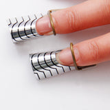 Maxbell Nail Forms UV Gel Tool Acrylic Tips Reusable Extension Guide Form-Silver