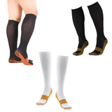 Maxbell Unisex Nylon Copper Anti-Fatigue Compression Support Socks S/M White