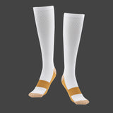 Maxbell Unisex Nylon Copper Anti-Fatigue Compression Support Socks S/M White