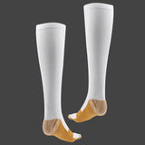 Maxbell Unisex Nylon Copper Anti-Fatigue Compression Support Socks S/M White