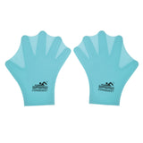 Maxbell 1 Pair Swimming Webbed Gloves Silicone Finger Hand Paddle for Children Blue