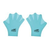 Maxbell 1 Pair Swimming Webbed Gloves Silicone Finger Hand Paddle for Children Blue