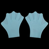 Maxbell 1 Pair Swimming Webbed Gloves Silicone Finger Hand Paddle for Children Blue