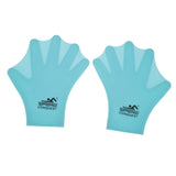 Maxbell 1 Pair Swimming Webbed Gloves Silicone Finger Hand Paddle for Children Blue