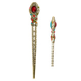 Maxbell Women Retro Crystal Hairpin Jewelry Hair Stick Hair Clip Colorful