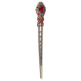 Maxbell Women Retro Crystal Hairpin Jewelry Hair Stick Hair Clip Red