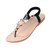 Maxbell Women Summer Bohemia Flat Sandals Beach Thong Shoes Black 38