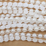 Maxbell 5M Pearl Half Round Beads Chain Cotton Line Garland Wedding DIY Decor White