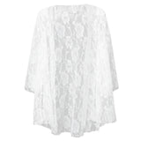 Maxbell Women Hollow Lace Cardigan Shirt Blouse Tops Fanon for Summer Long Blouse S