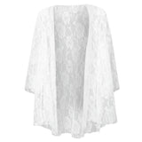 Maxbell Women Hollow Lace Cardigan Shirt Blouse Tops Fanon for Summer Long Blouse S